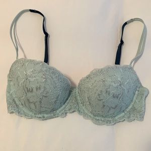 Victoria Secret Pink Aqua and Silver Push Up Bra